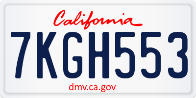 CA license plate 7KGH553