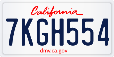 CA license plate 7KGH554