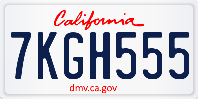CA license plate 7KGH555