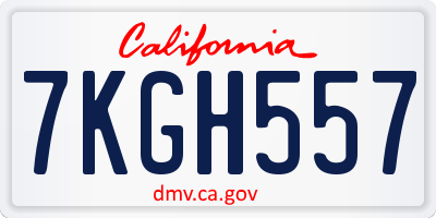 CA license plate 7KGH557