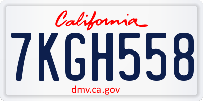 CA license plate 7KGH558