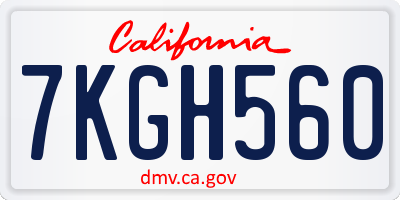 CA license plate 7KGH560