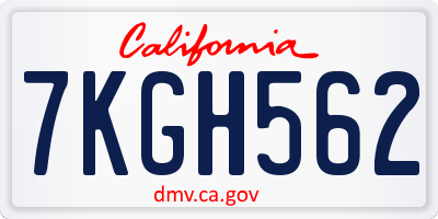 CA license plate 7KGH562