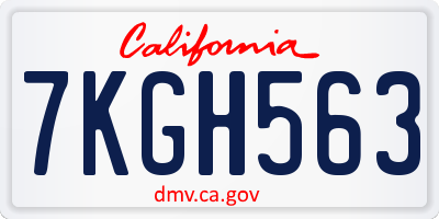 CA license plate 7KGH563