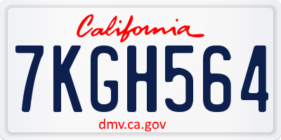 CA license plate 7KGH564