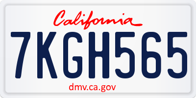 CA license plate 7KGH565