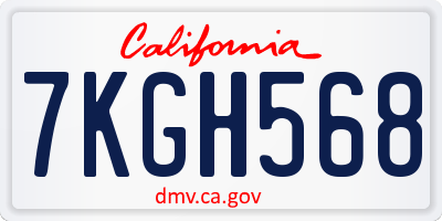 CA license plate 7KGH568