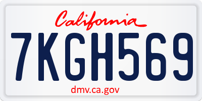 CA license plate 7KGH569