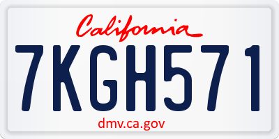 CA license plate 7KGH571