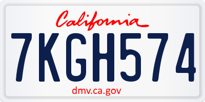 CA license plate 7KGH574