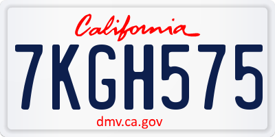 CA license plate 7KGH575