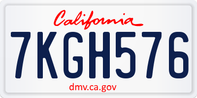 CA license plate 7KGH576