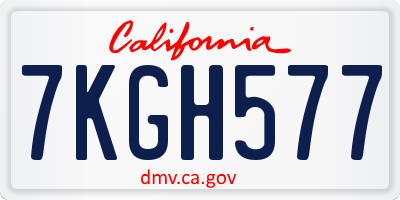 CA license plate 7KGH577