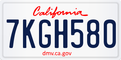 CA license plate 7KGH580