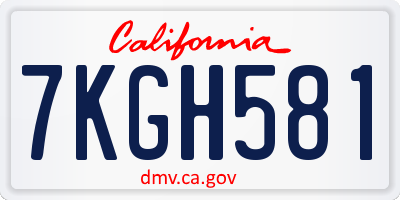 CA license plate 7KGH581