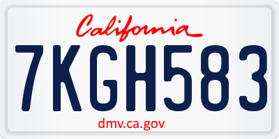 CA license plate 7KGH583