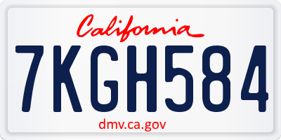 CA license plate 7KGH584