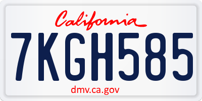 CA license plate 7KGH585