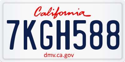 CA license plate 7KGH588