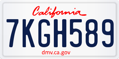 CA license plate 7KGH589