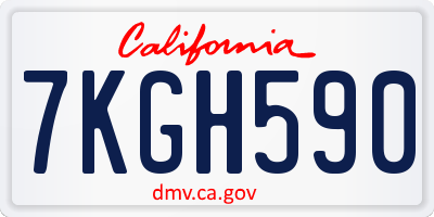 CA license plate 7KGH590
