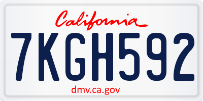 CA license plate 7KGH592