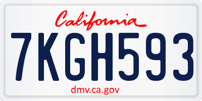 CA license plate 7KGH593