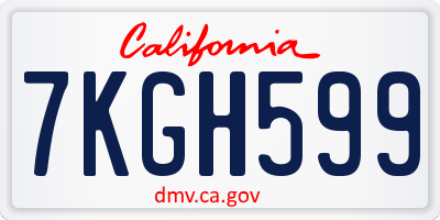 CA license plate 7KGH599