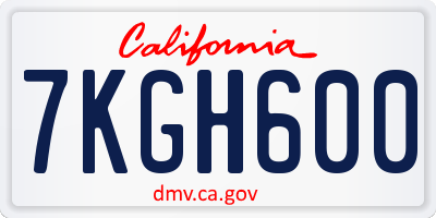 CA license plate 7KGH600