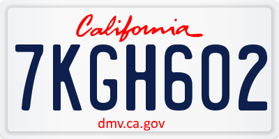 CA license plate 7KGH602