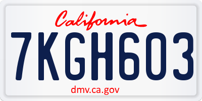 CA license plate 7KGH603