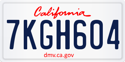 CA license plate 7KGH604