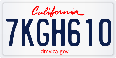 CA license plate 7KGH610