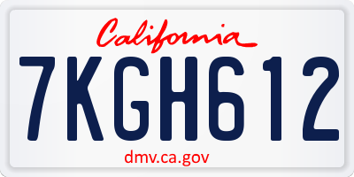 CA license plate 7KGH612