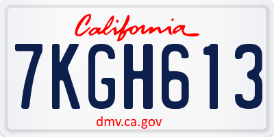 CA license plate 7KGH613