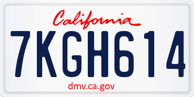 CA license plate 7KGH614