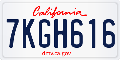 CA license plate 7KGH616