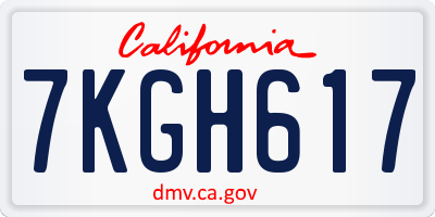CA license plate 7KGH617