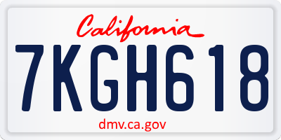 CA license plate 7KGH618