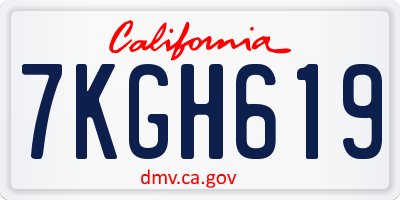 CA license plate 7KGH619