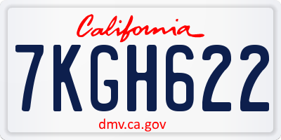 CA license plate 7KGH622