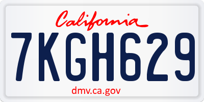 CA license plate 7KGH629