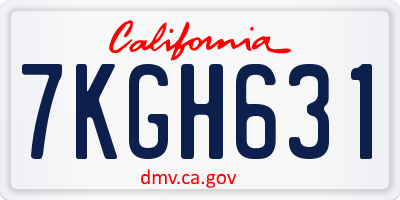 CA license plate 7KGH631