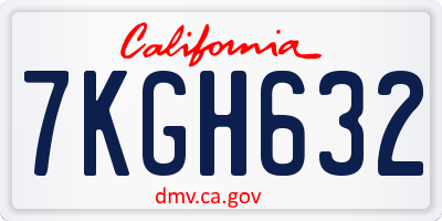 CA license plate 7KGH632