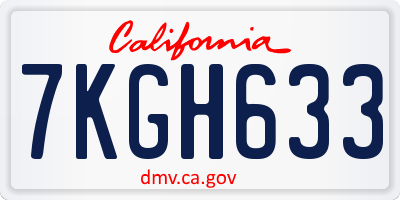 CA license plate 7KGH633
