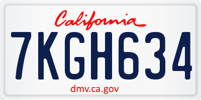 CA license plate 7KGH634