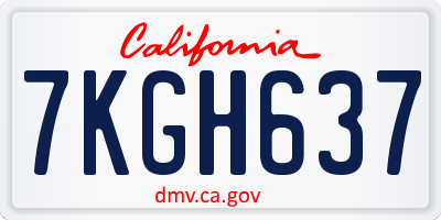 CA license plate 7KGH637