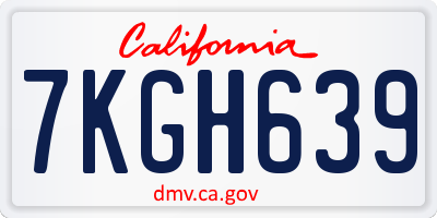 CA license plate 7KGH639