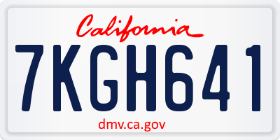 CA license plate 7KGH641