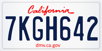 CA license plate 7KGH642